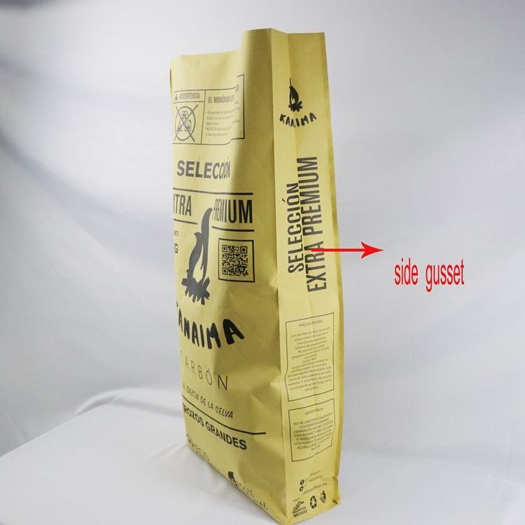 4kg 8.8lbs charcoal bags BBQ Briquettes white brown kraft paper PP PE woven inside compound bag for charcoal paper bags