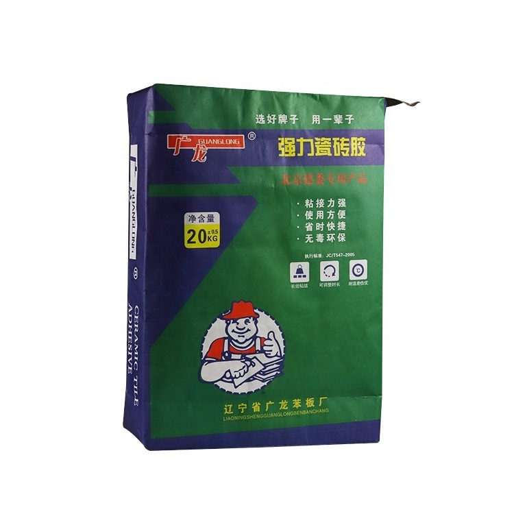 empty tile adhesive bags 20 kg 20kg Cement Putty Powder Glue Tile Adhesive Packing Kraft Paper Bag With Pasted Valve