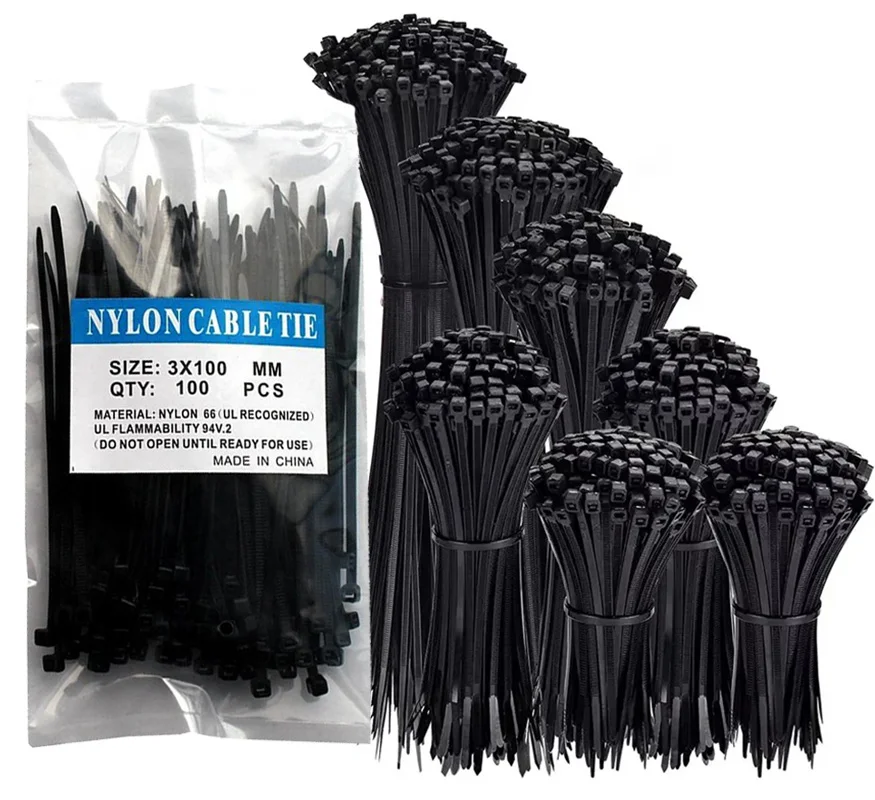 Wholesale Factory Free Sample Self Locking Nylon Cable Tie Black And White Plastic cables tie cable