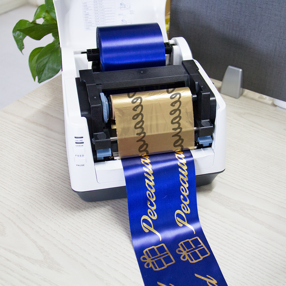 N-mark Flatbed Printer Digital satin ribbon printer, large width ribbon for small business gold mini printer