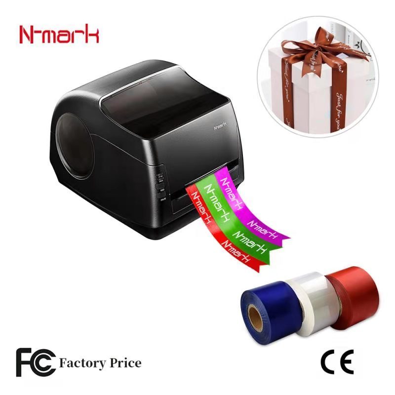 N-mark 2024 taffeta, garment label, banner, packing, flower satin ribbon printing machine hot stamping foil digital printer