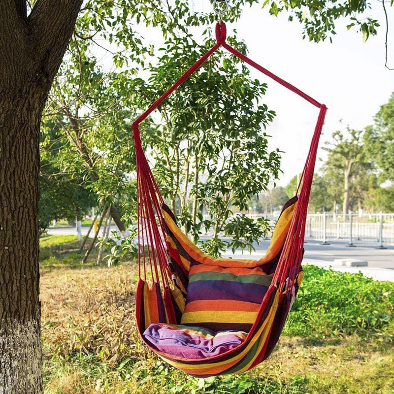 New Portable Hammock Chair Hanging Rope Chair Swing Chair Seat for Adults Kids Garden Indoor Outdoor Fashionable Hammock Swings