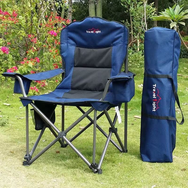 Outdoor Camping Heavy Duty Big Tall Quad Seat Oversized Folding Chair with Cooler bag Capacity Cup Holder