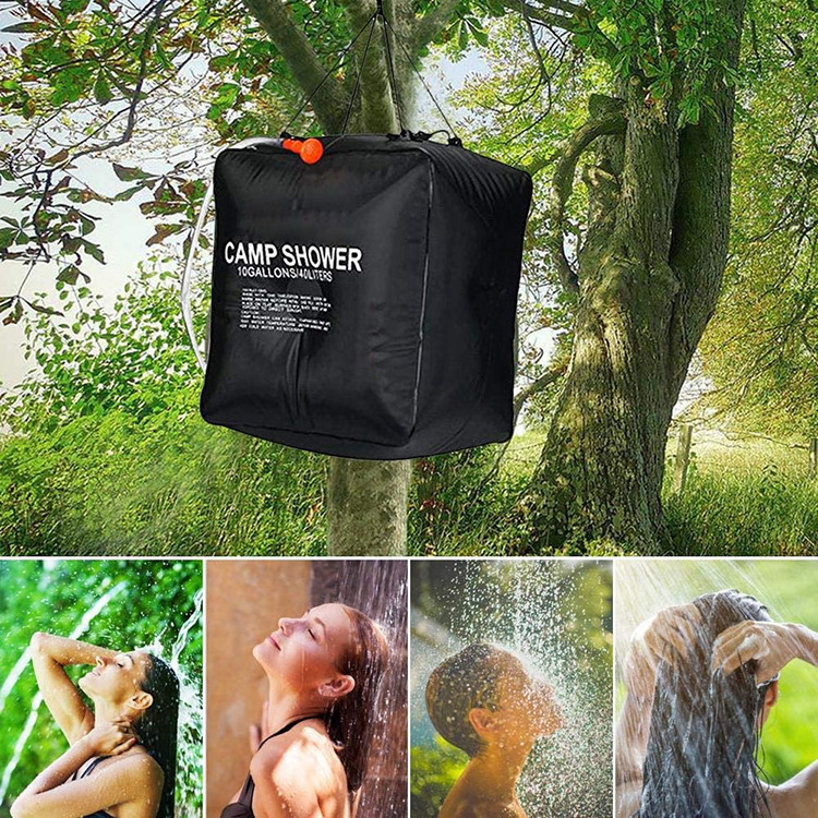 Factory 40L outdoor PVC Hiking travelling Beach portable outdoor shower camping solar bath shower heating water bag for Camping