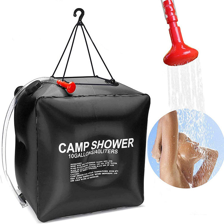 Factory 40L outdoor PVC Hiking travelling Beach portable outdoor shower camping solar bath shower heating water bag for Camping