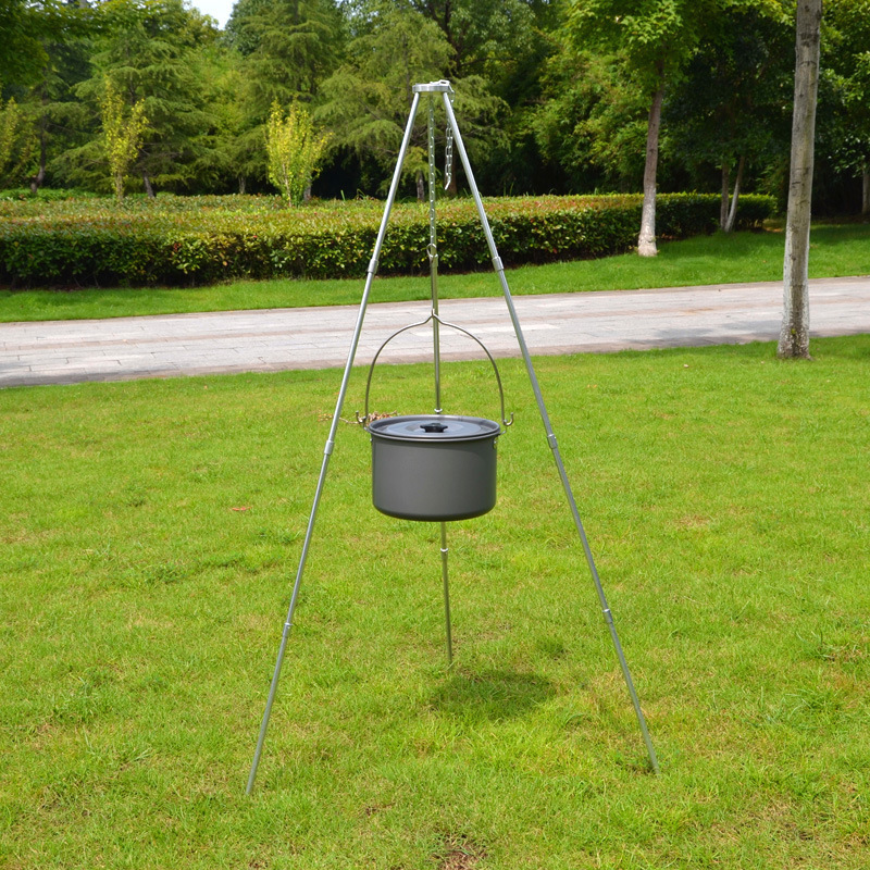 Outdoor Camping Cooking Campfire Tripod Hanging Pot Picnic Fire Bracket Aluminum Alloy Tripod Camping Supplies