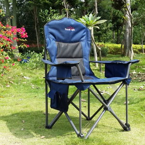 Outdoor Camping Heavy Duty Big Tall Quad Seat Oversized Folding Chair with Cooler bag Capacity Cup Holder