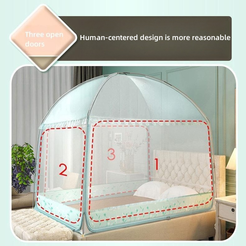 All new fully enclosed mosquito net bracket integrated encryption three door multi size household Mongolian bag mosquito net