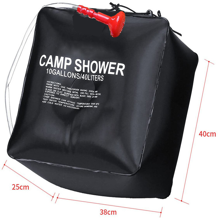 Factory 40L outdoor PVC Hiking travelling Beach portable outdoor shower camping solar bath shower heating water bag for Camping