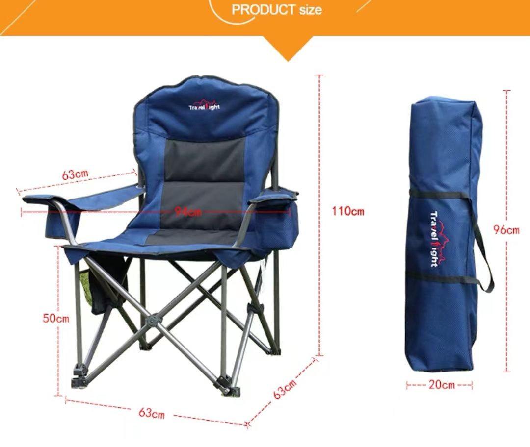 Outdoor Camping Heavy Duty Big Tall Quad Seat Oversized Folding Chair with Cooler bag Capacity Cup Holder