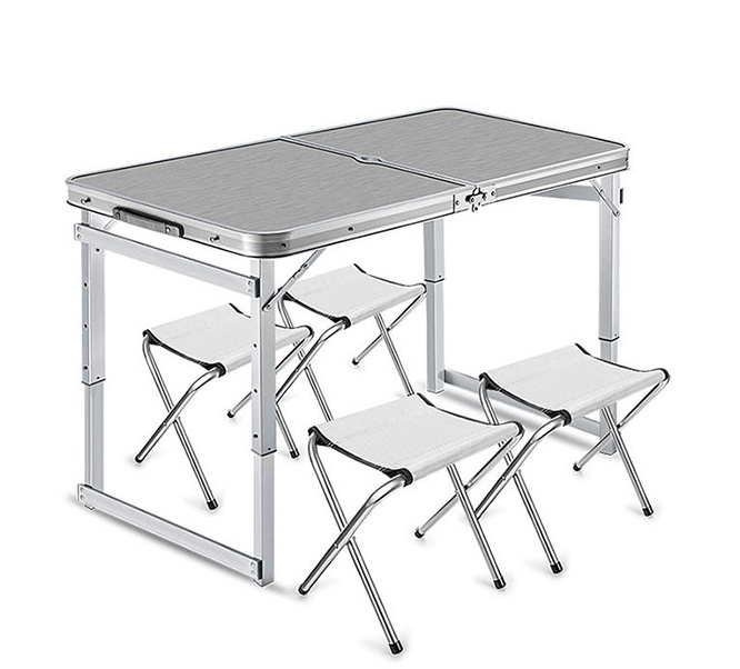 Outdoor Camping Folding Table Easy Carrying Adjustable Height Table Set Portable Suitcase Folding Outdoor Chair And Table Set