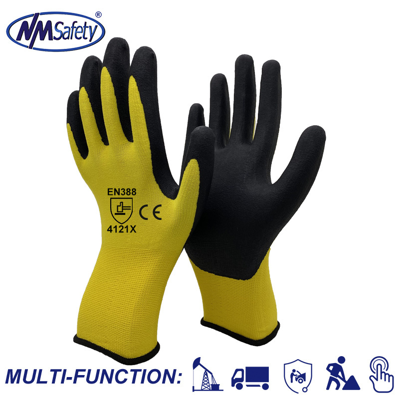 NMSAFETY Industrial Nitrile Gloves Safety Spandex Lined Nylon Gloves Custom Logo Guantes Multi flex Working Gloves in Bulk