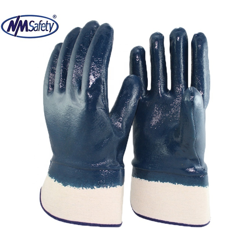 NMsafety Jersey Nitrile Coated Safety Gloves Customizable Oil Resistant Gloves Hand Waterproof Gloves for Work