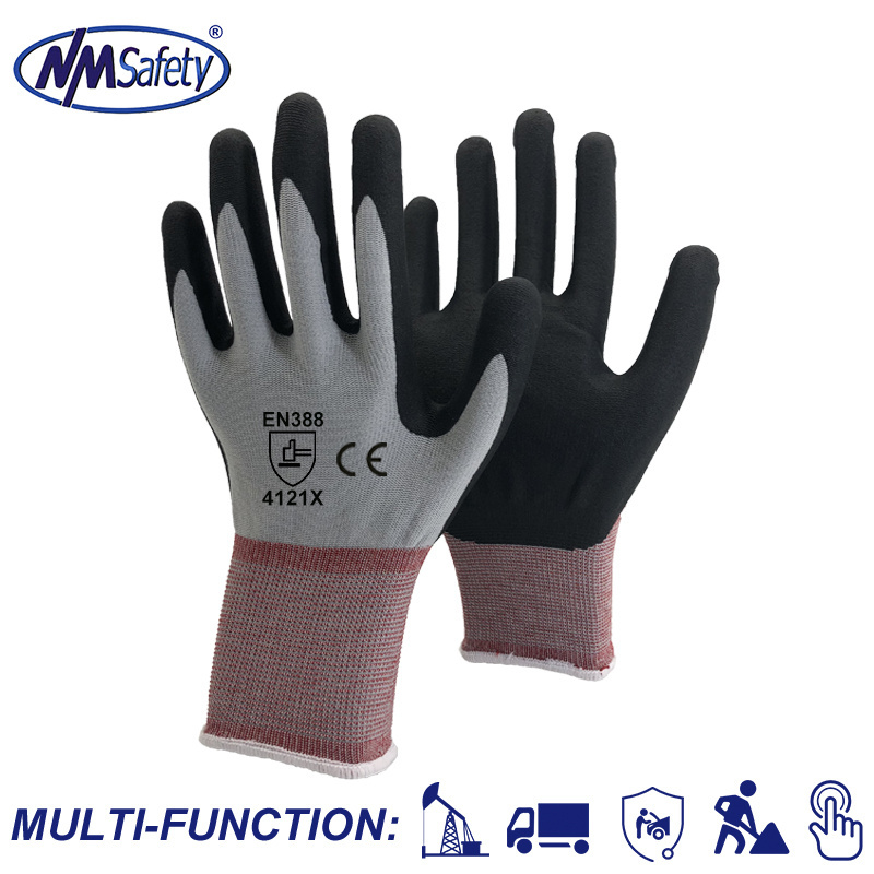 NMSAFETY Industrial Nitrile Gloves Safety Spandex Lined Nylon Gloves Custom Logo Guantes Multi flex Working Gloves in Bulk