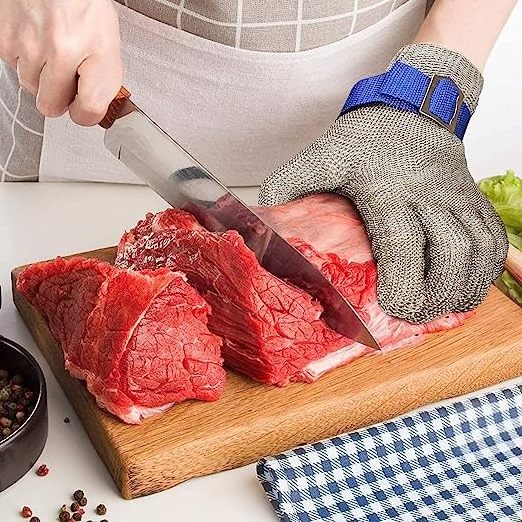 NMSAFETY Cut Resistant Steel Gloves A9 Food Grade Meat Cutting Stainless Metal Mesh Steel Ring Glove Chainmail Butcher Gloves