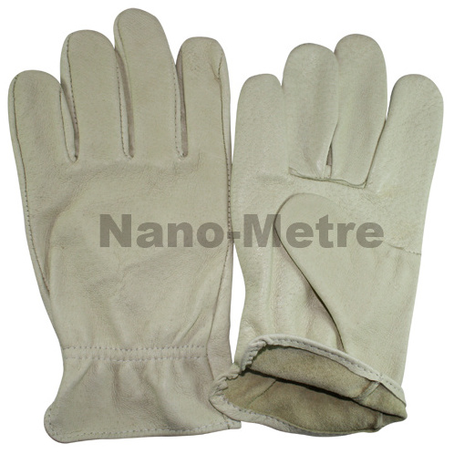 NMSAFETY Pig grain leather driver gloves working with keystone thumb and shirred elastic back