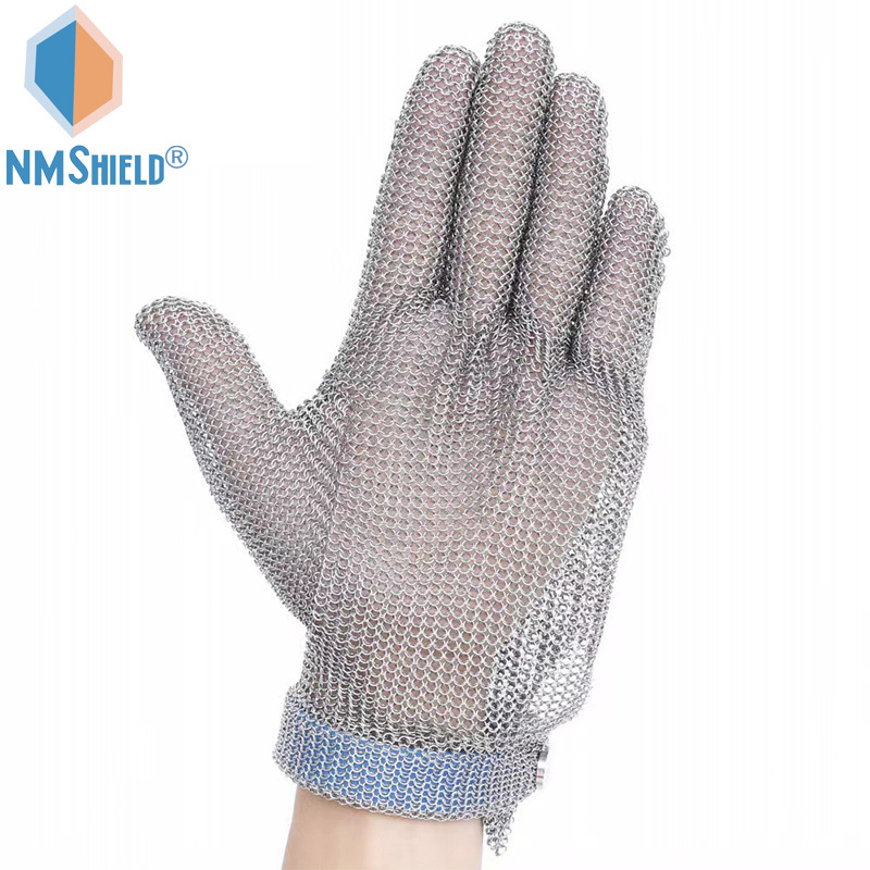 NMSHIELD Food Contact ANSI A9 Anti-cut Gloves Stainless Steel Wire Metal Mesh Gloves