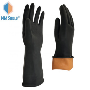 NMSHIELD Chemical Resistant Heavy Duty Latex Gloves Protection Thermal Work Gloves Cold Weather Black Gloves for Workers