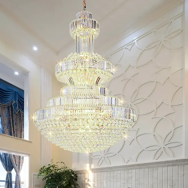 Luxurious Crystal Chandelier Palace Hall Church K9Crystal Pendant Light Classic Empire Style Fixture