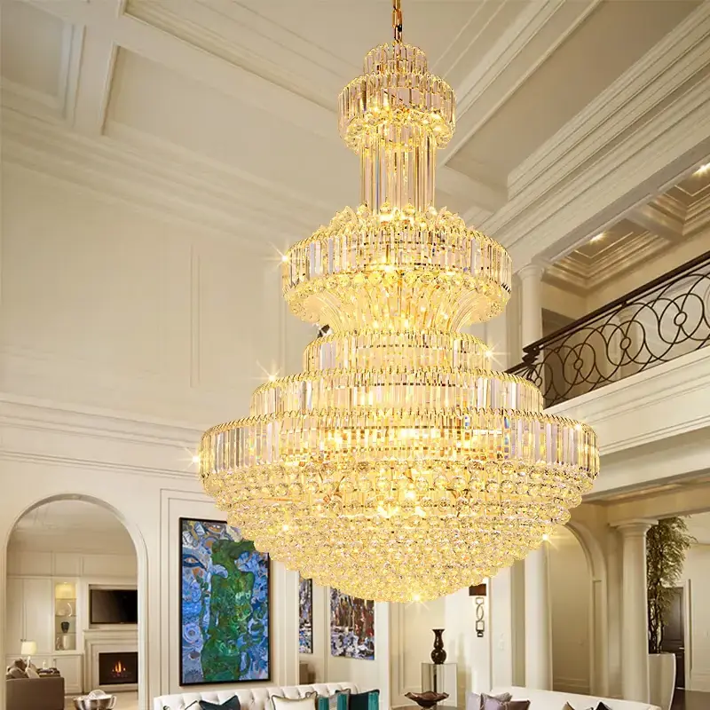 Luxurious Crystal Chandelier Palace Hall Church K9Crystal Pendant Light Classic Empire Style Fixture