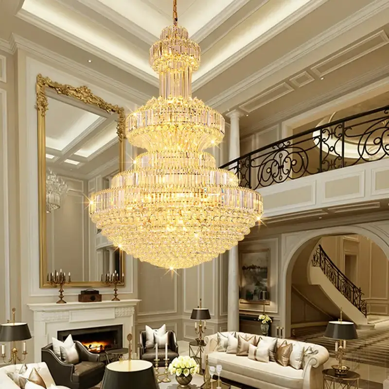 Luxurious Crystal Chandelier Palace Hall Church K9Crystal Pendant Light Classic Empire Style Fixture