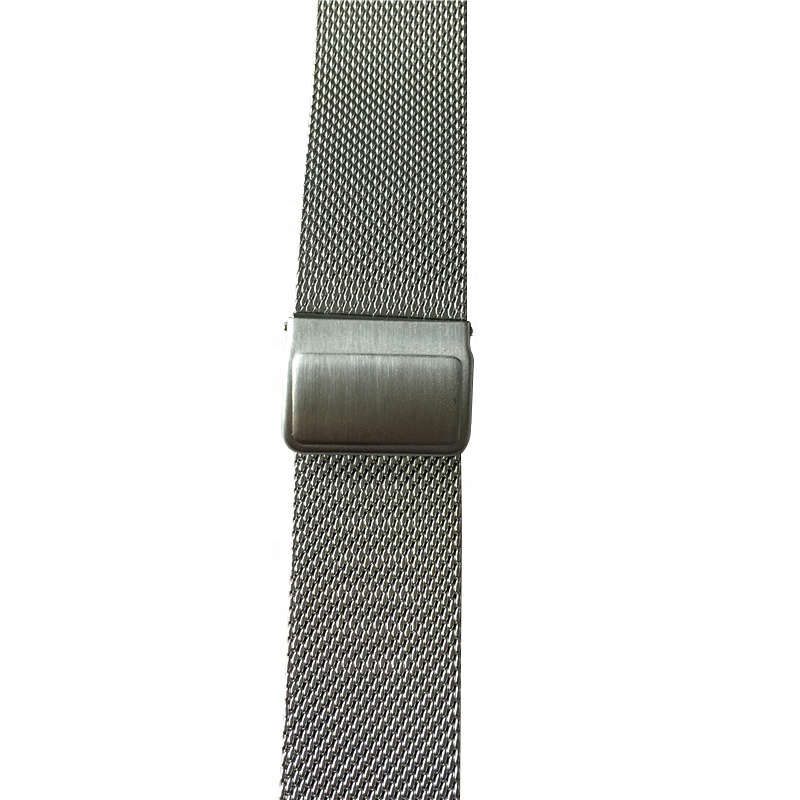 New buckle 0.6mm wire light-weight customized logo silver PVD stainless steel milanese mesh watch band 10 12 14 16 18 20 22 24mm