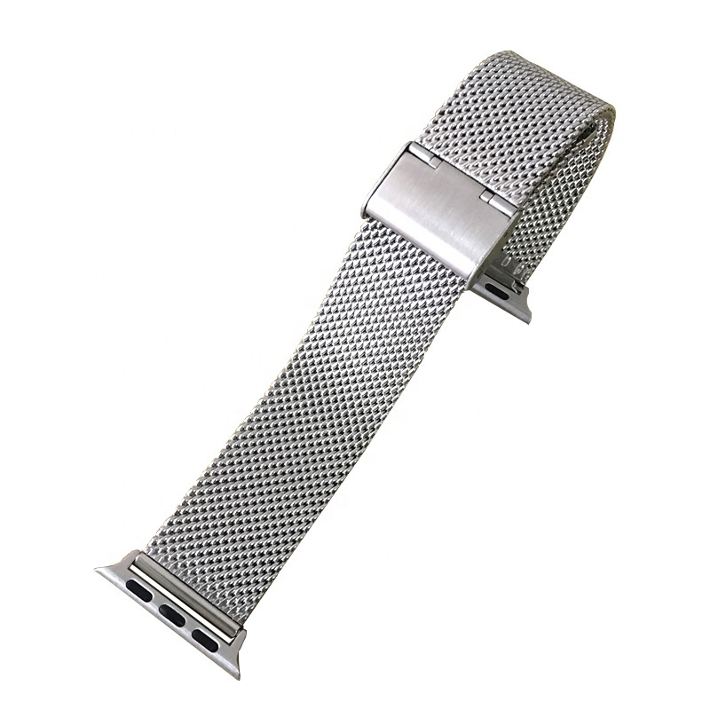 38 40 42 44mm custom light-weight airy silver PVD black stainless steel mesh milanese watch band strap for Apple Watch wholesale