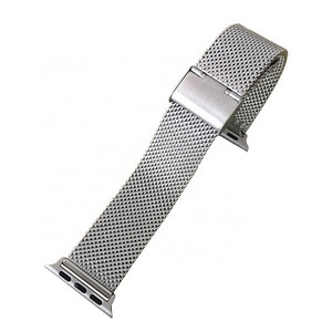 38 40 42 44mm custom light-weight airy silver PVD black stainless steel mesh milanese watch band strap for Apple Watch wholesale