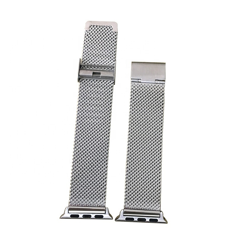 38 40 42 44mm custom light-weight airy silver PVD black stainless steel mesh milanese watch band strap for Apple Watch wholesale