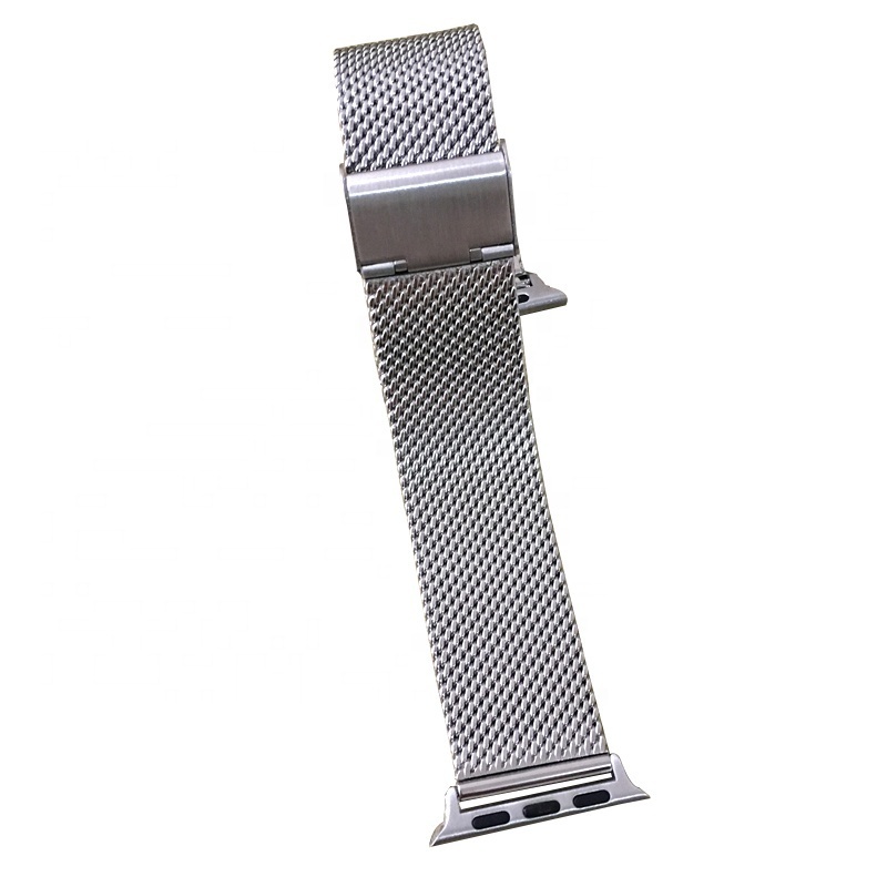 38 40 42 44mm custom light-weight airy silver PVD black stainless steel mesh milanese watch band strap for Apple Watch wholesale