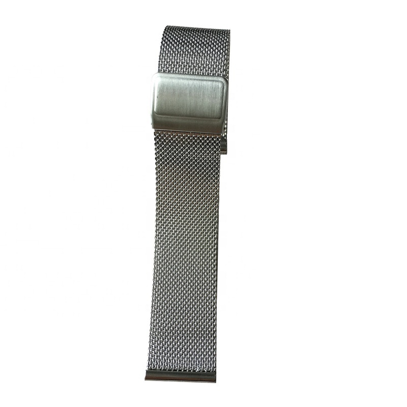 New buckle 0.6mm wire light-weight customized logo silver PVD stainless steel milanese mesh watch band 10 12 14 16 18 20 22 24mm