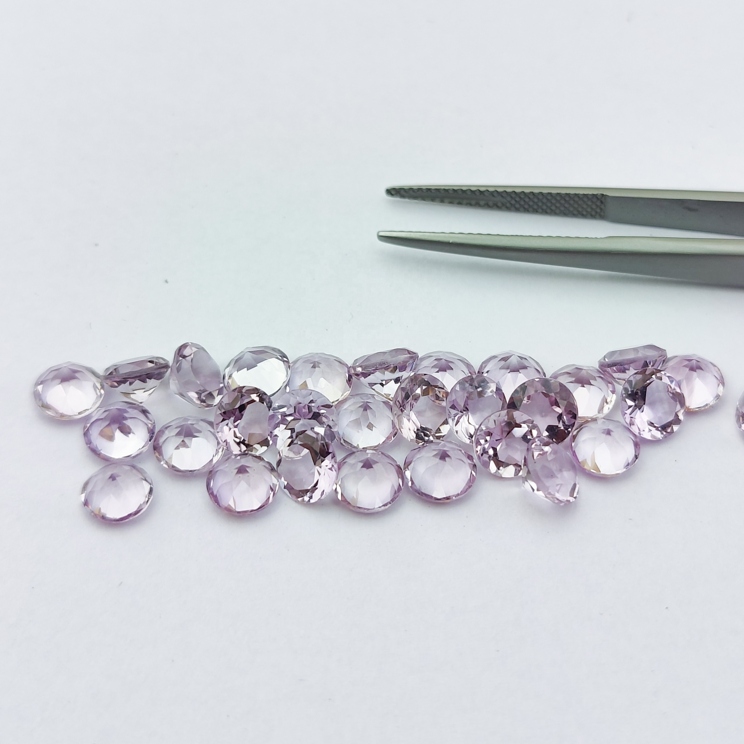 Super Fine Quality Jewelry Making Rose De France 4mm Natural Pink Amethyst Faceted Round Loose Gemstones Crystal Healing Stones