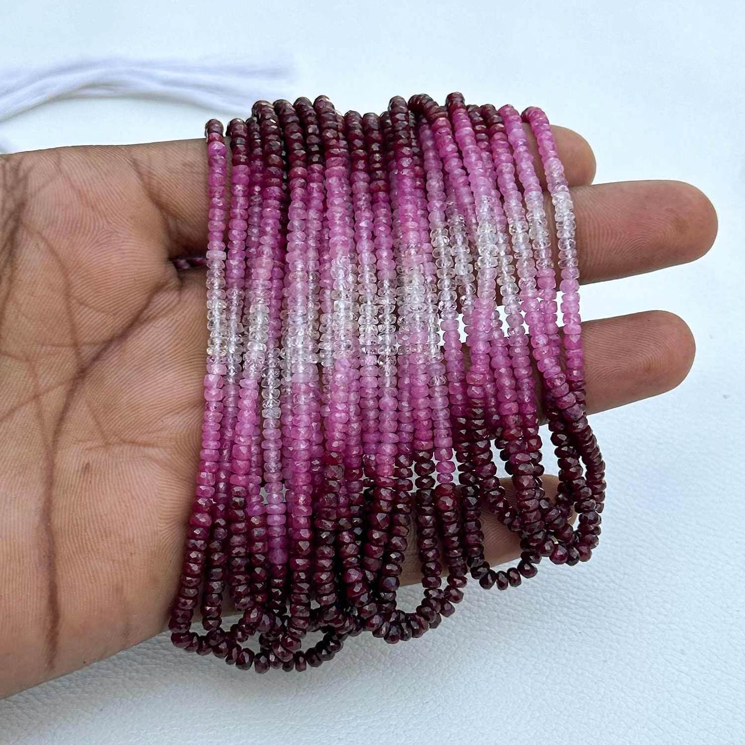 Super Fine Quality Best Selling Shaded Ruby Natural Ombre Ruby Beads Faceted Rondelle Beads Jewelry Making Wholesaler Supplier