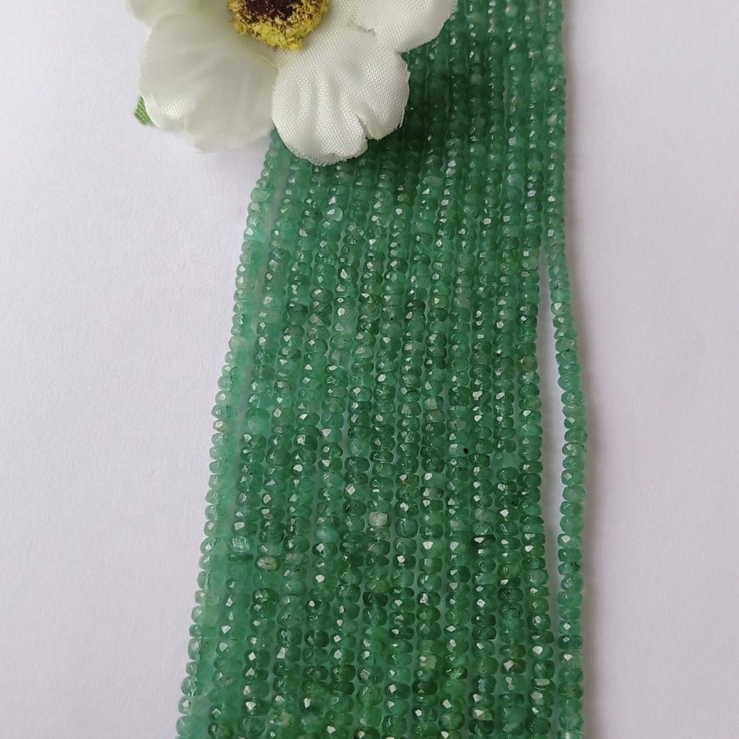 Natural Emerald Faceted Rondelle Gemstone Beads At Wholesale Price Bulk Beads From Indian Best Wholesale Supplier For Online