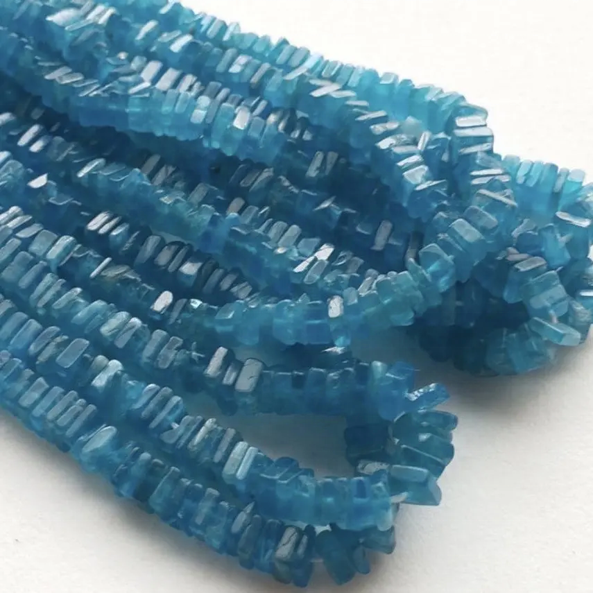 Natural Neon Blue Apatite Gemstone AAA Quality Square Heishi Crystals Wholesale Loose Stones Beads For Jewelry Making Supply