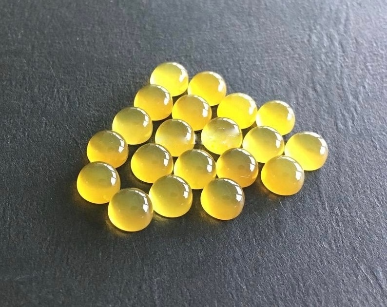 AAA Quality Semi Precious Stone 10mm Natural Yellow Chalcedony Round Cabochon Loose Gemstones From Manufacturer