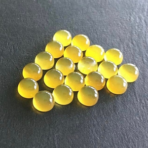 AAA Quality Semi Precious Stone 10mm Natural Yellow Chalcedony Round Cabochon Loose Gemstones From Manufacturer