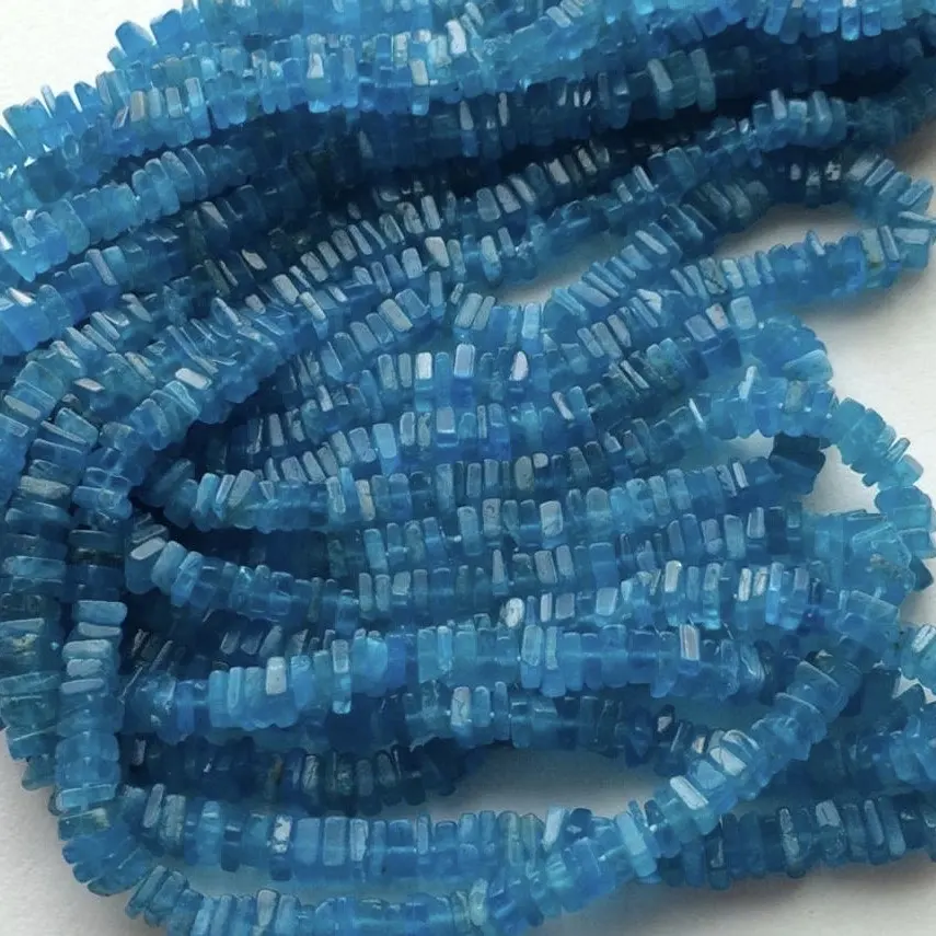 Natural Neon Blue Apatite Gemstone AAA Quality Square Heishi Crystals Wholesale Loose Stones Beads For Jewelry Making Supply