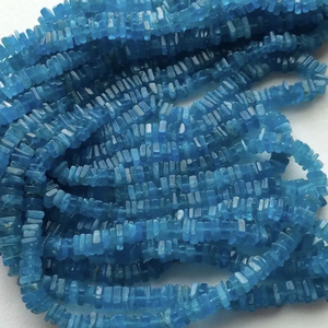 Natural Neon Blue Apatite Gemstone AAA Quality Square Heishi Crystals Wholesale Loose Stones Beads For Jewelry Making Supply