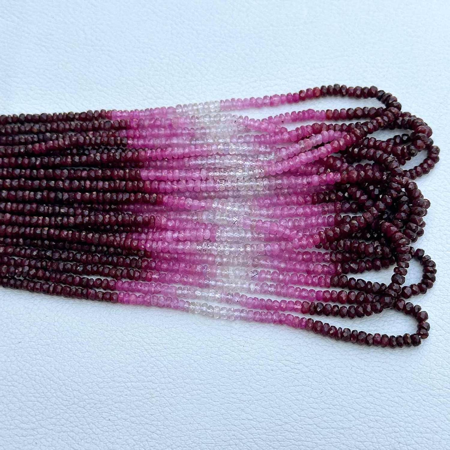 Super Fine Quality Best Selling Shaded Ruby Natural Ombre Ruby Beads Faceted Rondelle Beads Jewelry Making Wholesaler Supplier