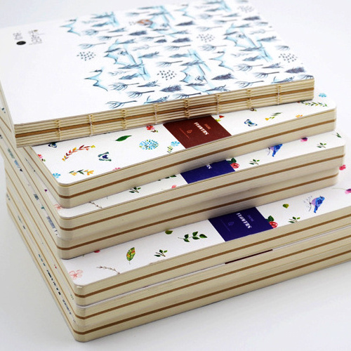 Kraft Libretas Custom Floral cute printing softcover thread stitching binding diary notebook