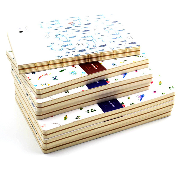 Kraft Libretas Custom Floral cute printing softcover thread stitching binding diary notebook