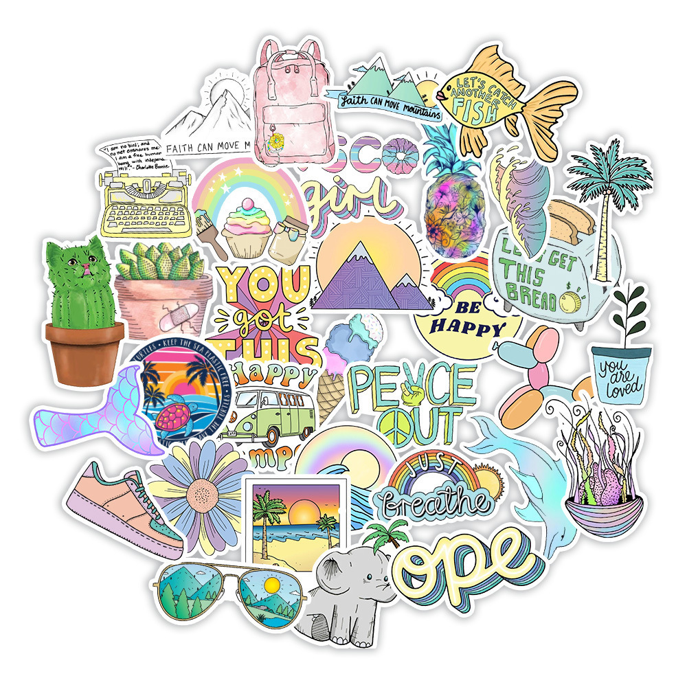 50pcs cartoon sticker packs cute dinosaur waterproof graffiti decorative sticker for outdoor used stationery laptop wall decal