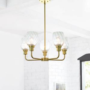 Modern Adjustable Glass Chandelier Pendant Hanging Ceiling Light Brass Chandelier Lights