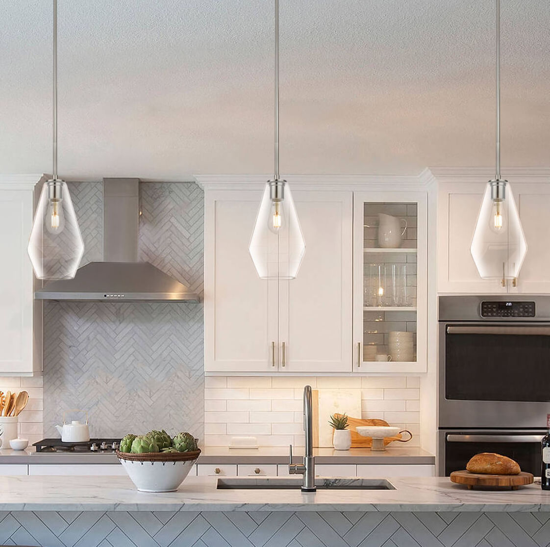 Modern Indoor Adjustable Kitchen Hanging Pendent Ceiling Light Glass Suspend Pendant Lighting