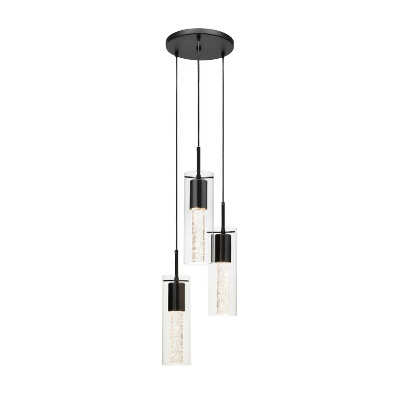 Decorative 3 Light Cluster Ceiling Hanging Light Modern Matte Black Pendant Light Fitting for Kitchen Bar Loft