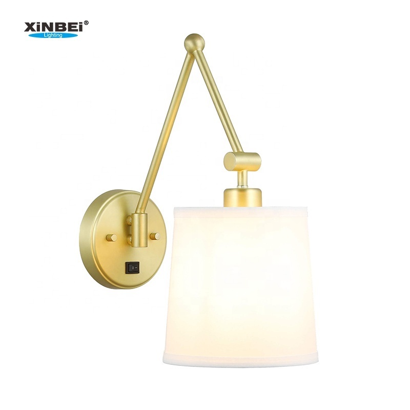 Factory Bedroom Wall Lamp Modern 1 Light Sconces Wall Mounted Light with Fabric Shade