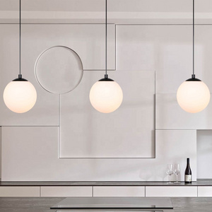 Adjustable Hanging Kitchen Pendant Lights Globe Glass Matte Black Mini Modern Pendant Light