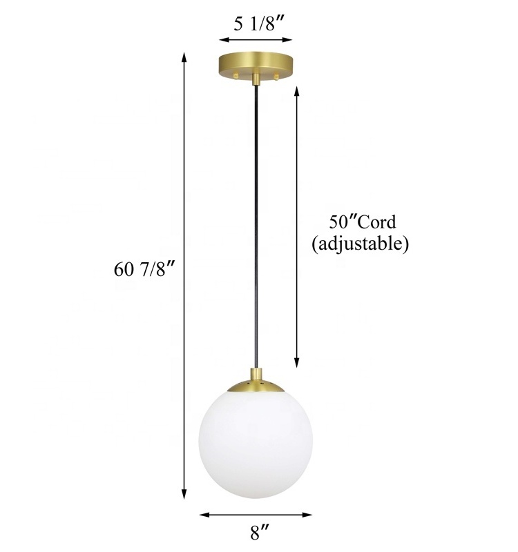 Modern Kitchen Brass Pendant Light  Adjustable Rustic Hanging Mini Globe Pendant Light