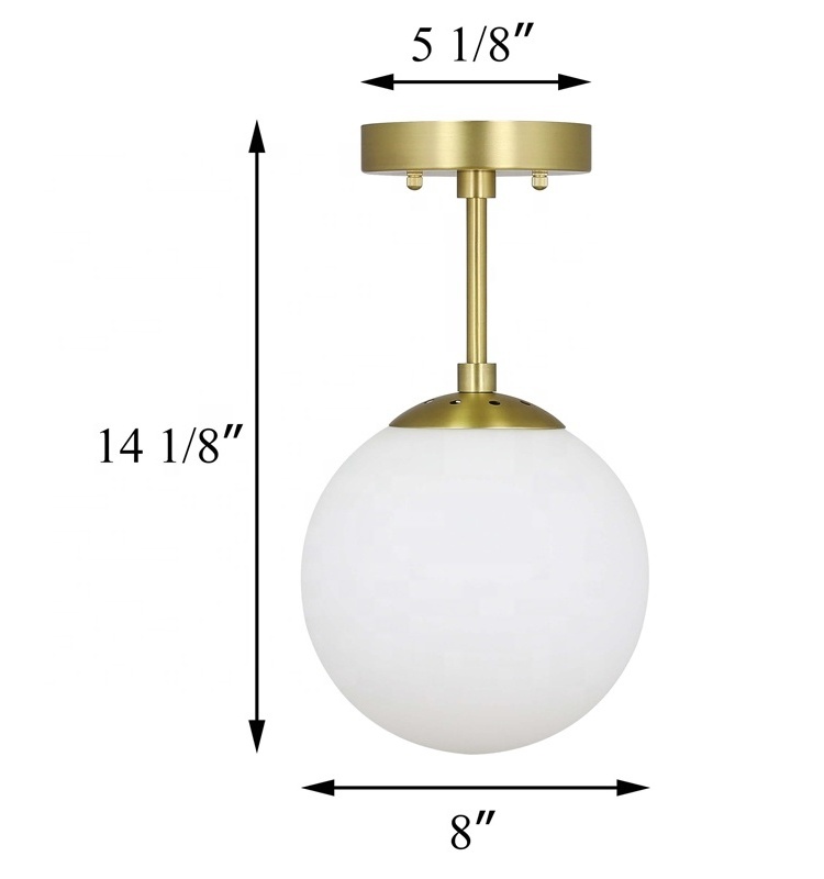 Modern Flush Mounted Lighting Single Globe Glass Matte Black Finish Decorate Ceiling Light